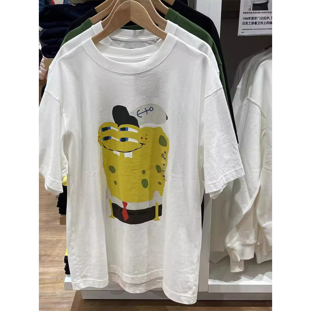 Nam Nữ Cổ Tròn SpongeBob SquarePants CPFM Form Rộng Rãi, Áo Thun Tay Ngắn Size Lớn