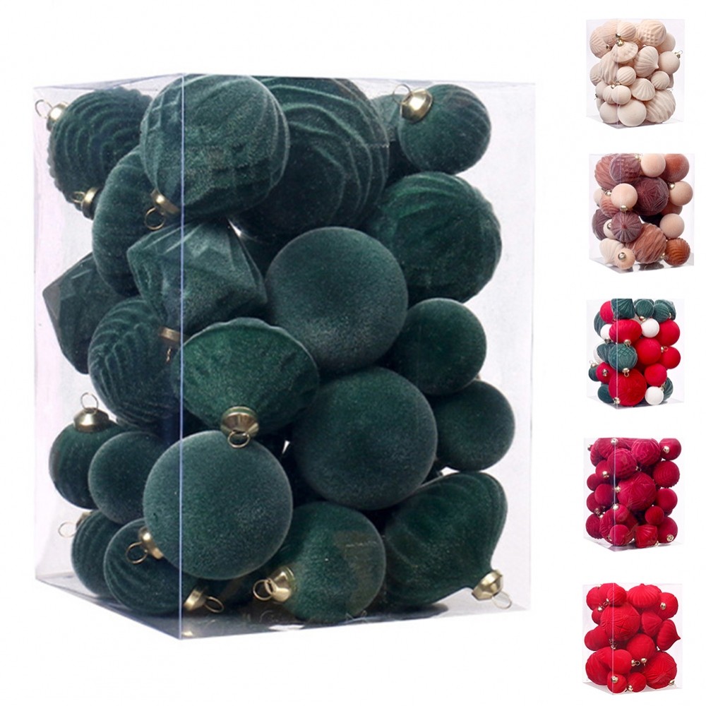 Perfect Holiday Decoration with Diverse Size Christmas Balls Set of 35