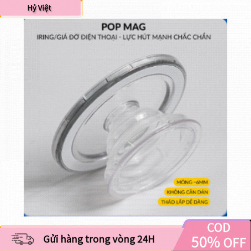 [Hỷ] Popsocket Magsafe gập gọn, hít nam châm chắc chắn, thiết kế trong suốt cho iPhone, máy tính bản