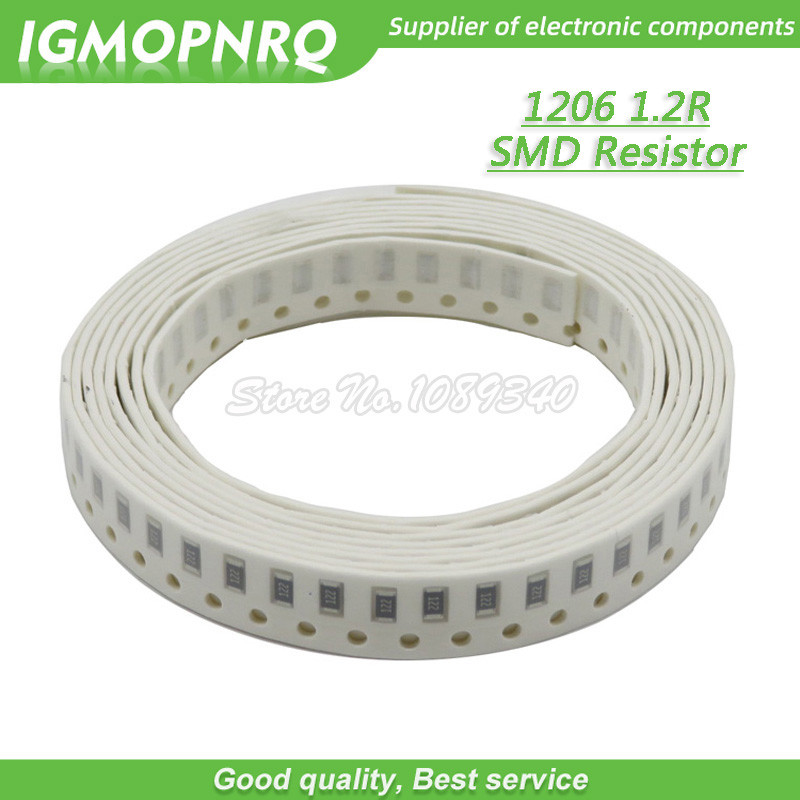 100 Chiếc 1206 SMD Điện Trở 1% Điện Trở 1.2 ohm chip Điện Trở 0,25W 1 / 4W 1.2R 1R2 GMOPNRQ