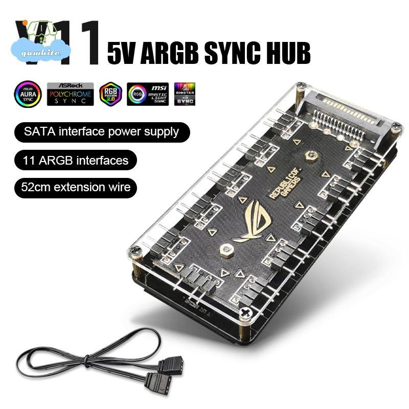 [LI] Quạt làm mát PC ARGB HUB 1 đến 11 5V 3Pin LED Strip Light HUB Adapter SATA Power ARGB Fan Split