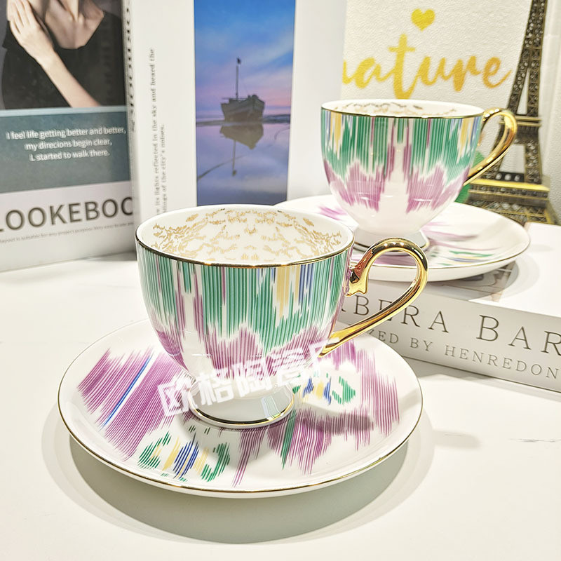 YLMM Fashionable Coffee Cup Set Yika Afternoon Tea Set Black Tea Cup Coffee Cup Saucer Gift Box