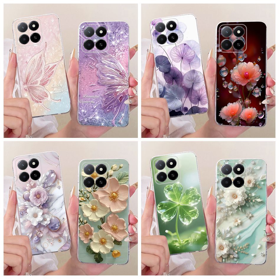 Dành Cho Honor X5b Plus Ốp Lưng GFY-LX2P Mới Phong Cách Bướm Hoa Mềm Trong Suốt Silicon Ốp lưng Cho 