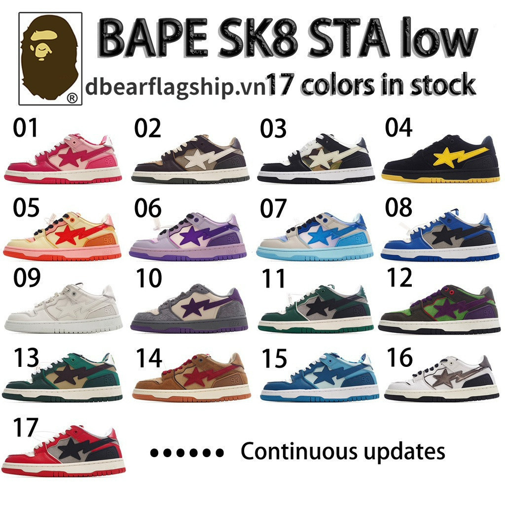 Giảm giá BAPE Sk8 STA giày thể thao phong cách thời trang thấp UA BAPE STA giày thể thao thấp dành c