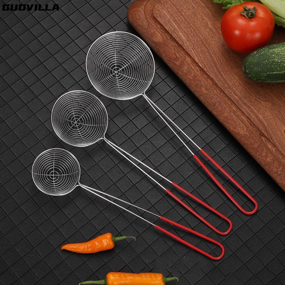 GUDVILLA Thìa Trà Sữa, Thép không gỉ Tay Cầm Màu Đỏ Rây Rây Rây Rây Rây Rây Rây Inox Tay Cầm Đỏ, Cửa