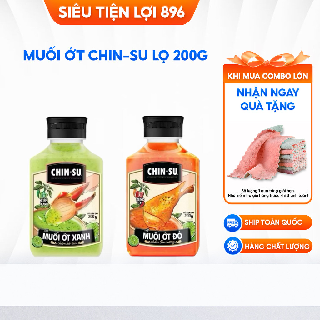 Muối ớt đỏ chinsu 200g chấm thịt, Xốt muối ớt xanh chinsu 200g chấm hải sản