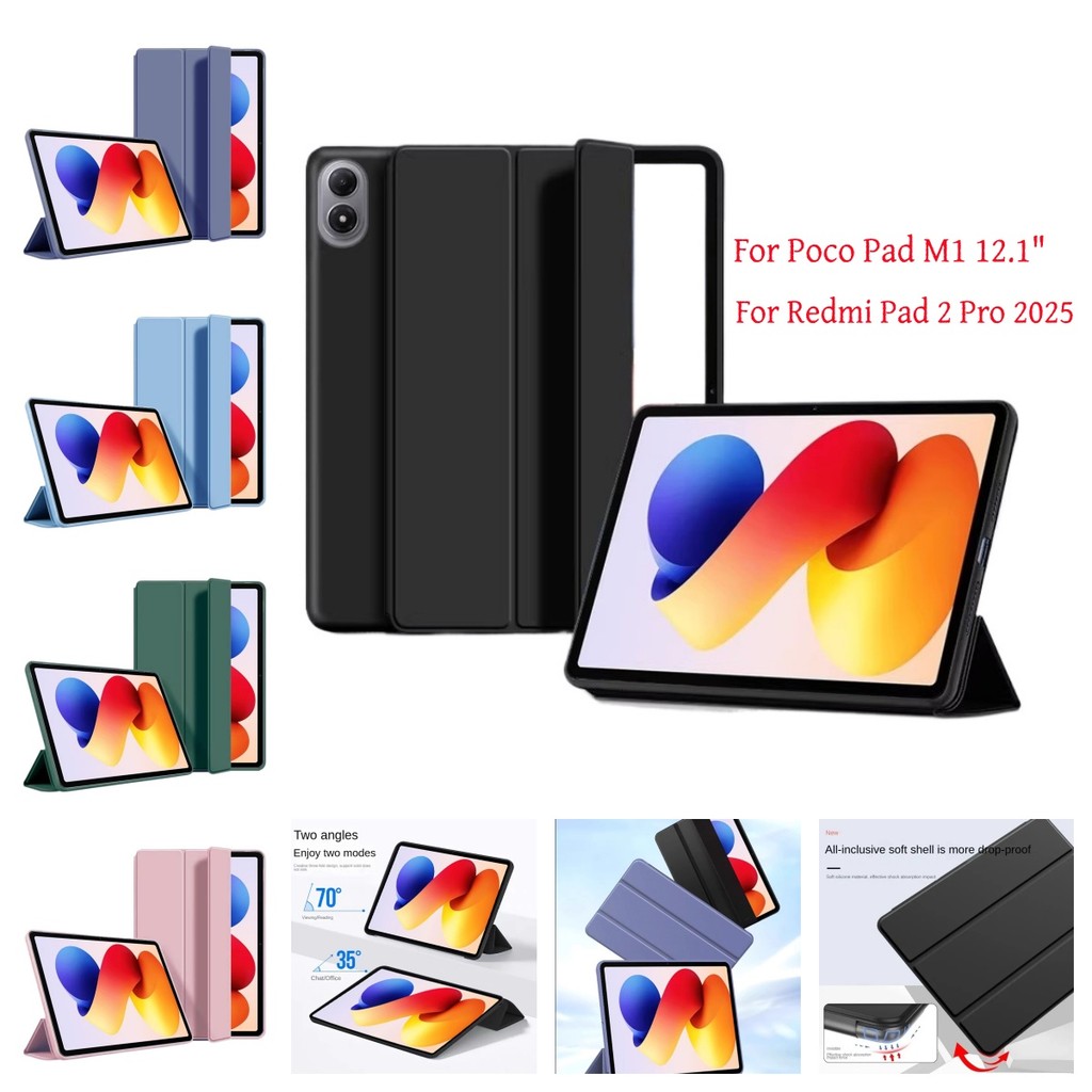 Ốp điện thoại Silicon mềm gấp ba lần cho Lenovo Xiaoxin Pad 2022 10.6 Pro 2023 2024 2025 Vỏ màu trơn