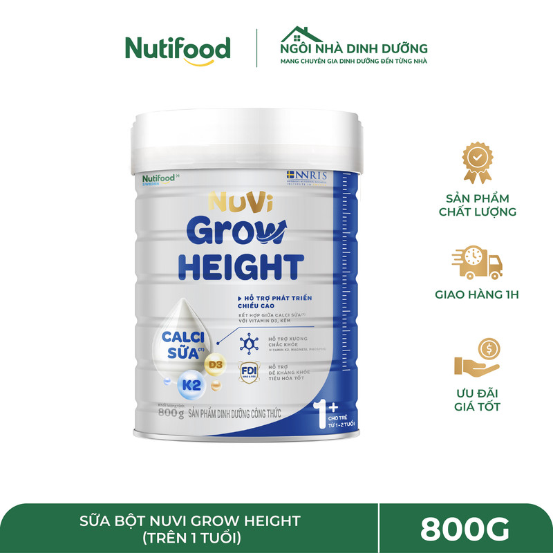 Sữa bột Nuvi Grow Height 1+ Lon 800g
