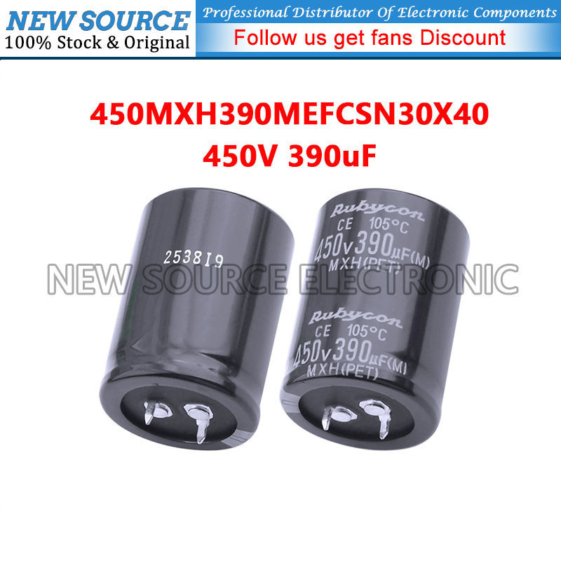 [1 cái] 450V 390uF D30xL40mm 1.18x1.58in 450MXH390MEFCSN30X40 Rubycon Snap-In Tụ Nhôm Nguồn Mới