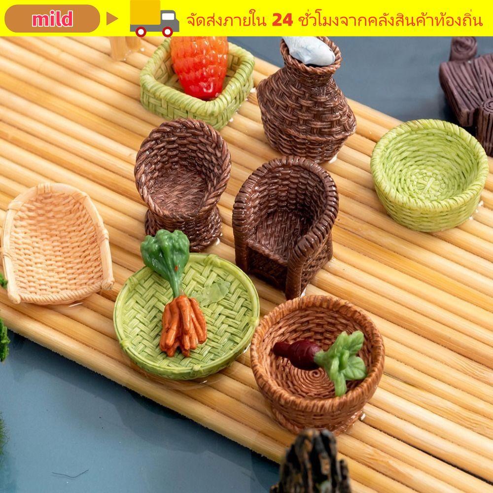 SỮA Giỏ Tre Ghế Hút Bụi Búp Bê Phụ Kiện Nhà Búp Bê Mini 3-4cm Trang Trí Mô Phỏng'