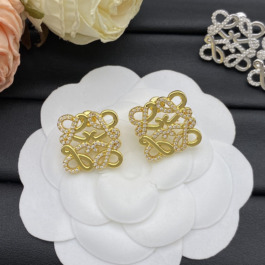 New small-sized high-end zircon earrings L Letter earrings, earrings, stud earrings for women