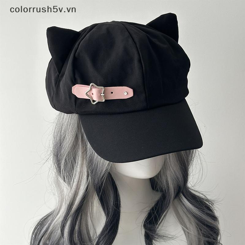 Tai Mèo Nữ Gothic Gothic Gothic Gothic Beret Y2K Steampunk Punk Dây Kéo Mũ Handmade
