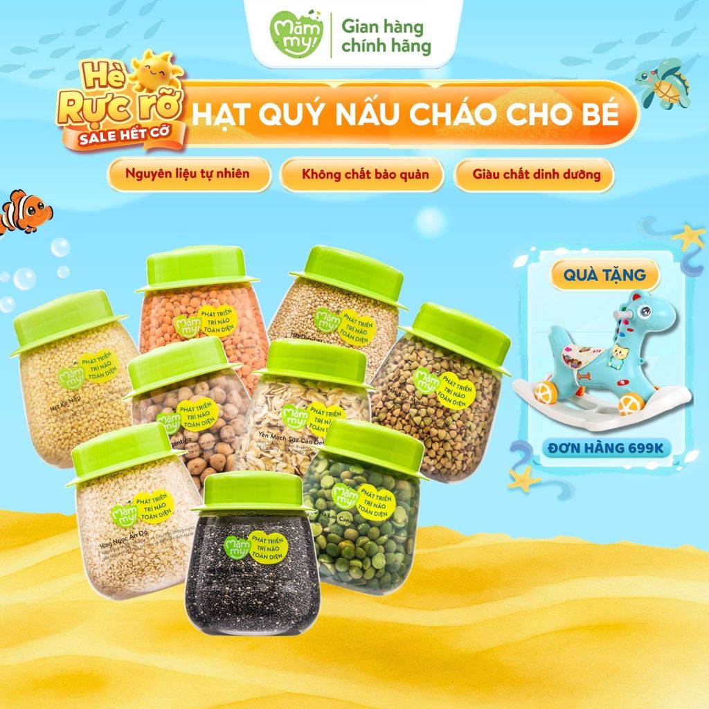 Đậu hạt hữu cơ cho bé ăn dặm Mămmy: Đậu lăng đỏ, đậu gà, kiều mạch, diêm mạch, hạt chia, kê nếp bé t