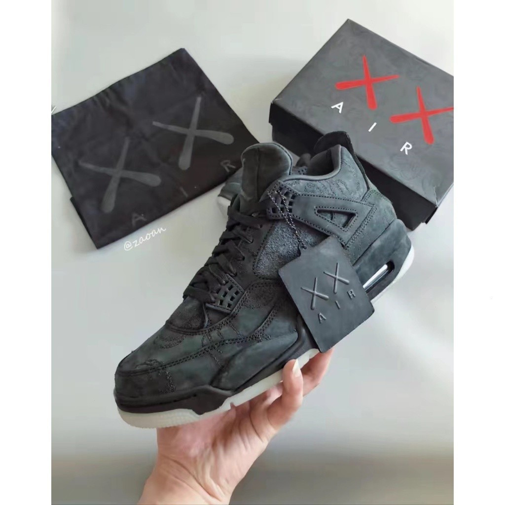 4 Retro JD4 Nam Xám / Trắng Kaws x Air Jordans có khả năng hấp thụ sốc và đế giữa chống trượt Giày b