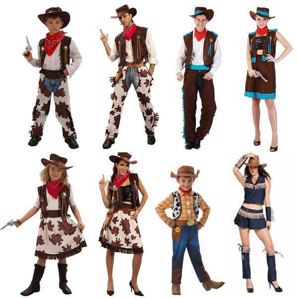 Mới Halloween Cosplay Người Lớn Trẻ Em Nam Nữ Tây Cao Bồi Woody Trẻ Em Cosplay Hoạt Hình Trang Phục