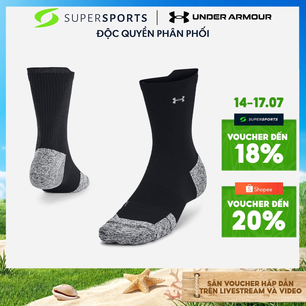 Vớ Under Armour Armourdry™ Run Cushion Mid-Crew (1 Đôi) - Đen - 1376076-001