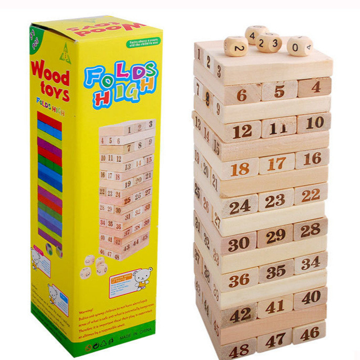 Building Blocks jenga Weibo Educational Tiger Number Toy3z Highland wood stacking model game Toy Fun