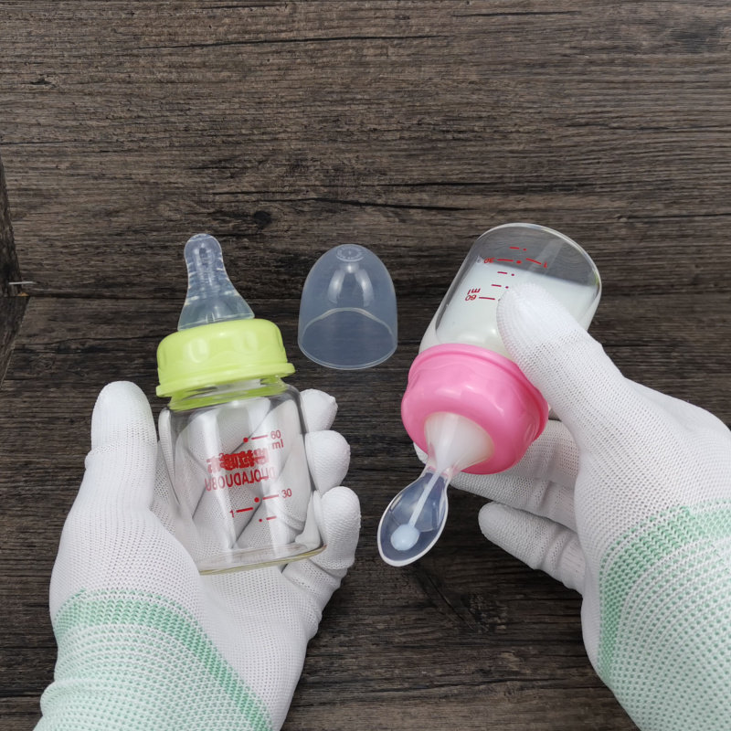 bình sữa cho bé bình sữa cho bé sơ sinh Thìa trẻ sơ sinh bình sữa mini thủy tinh tích hợp 60ml cho b