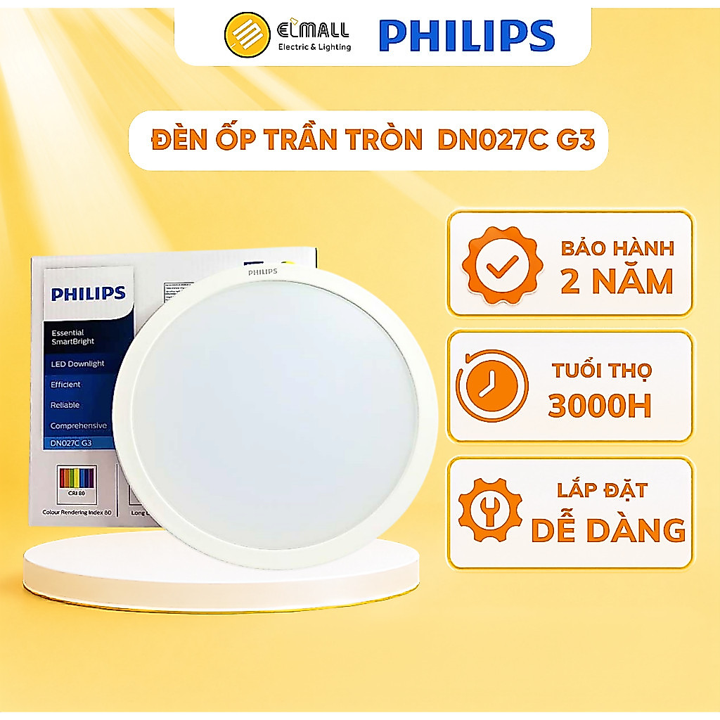 Đèn led ốp trần gắn nổi 9W, 12W, 15W, 19W DN027C G3 Philips - ELMALL