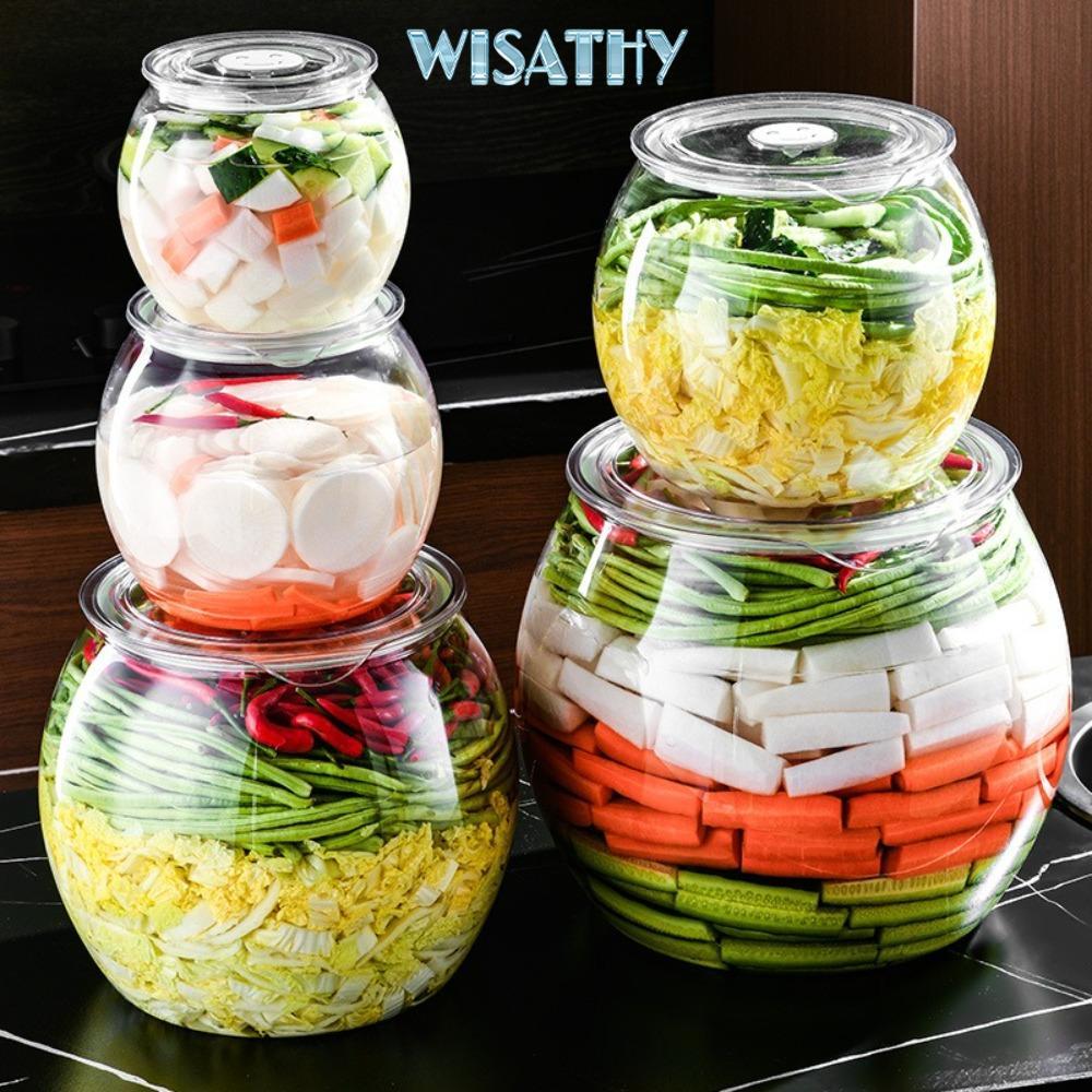 WISATHY WISHY Kín Lọ Dưa Hấu, Chống Ẩm Dung Tích Lớn Kín Bình Bảo Quản, Thùng Cơm Nhựa Trong Suốt Hộ