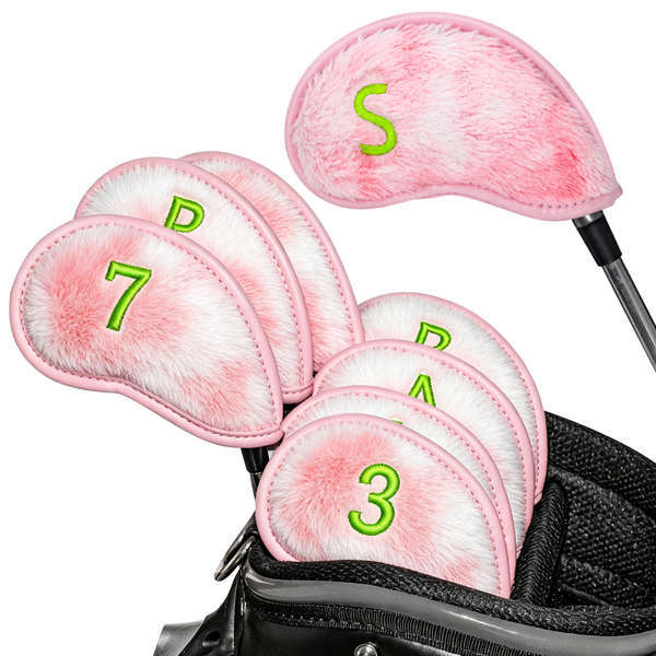 Golf Club Cover Iron Putter Cover Golf Iron Protection Cover 8 Miếng Gói Dày Màu Hồng Sang Trọng Số 
