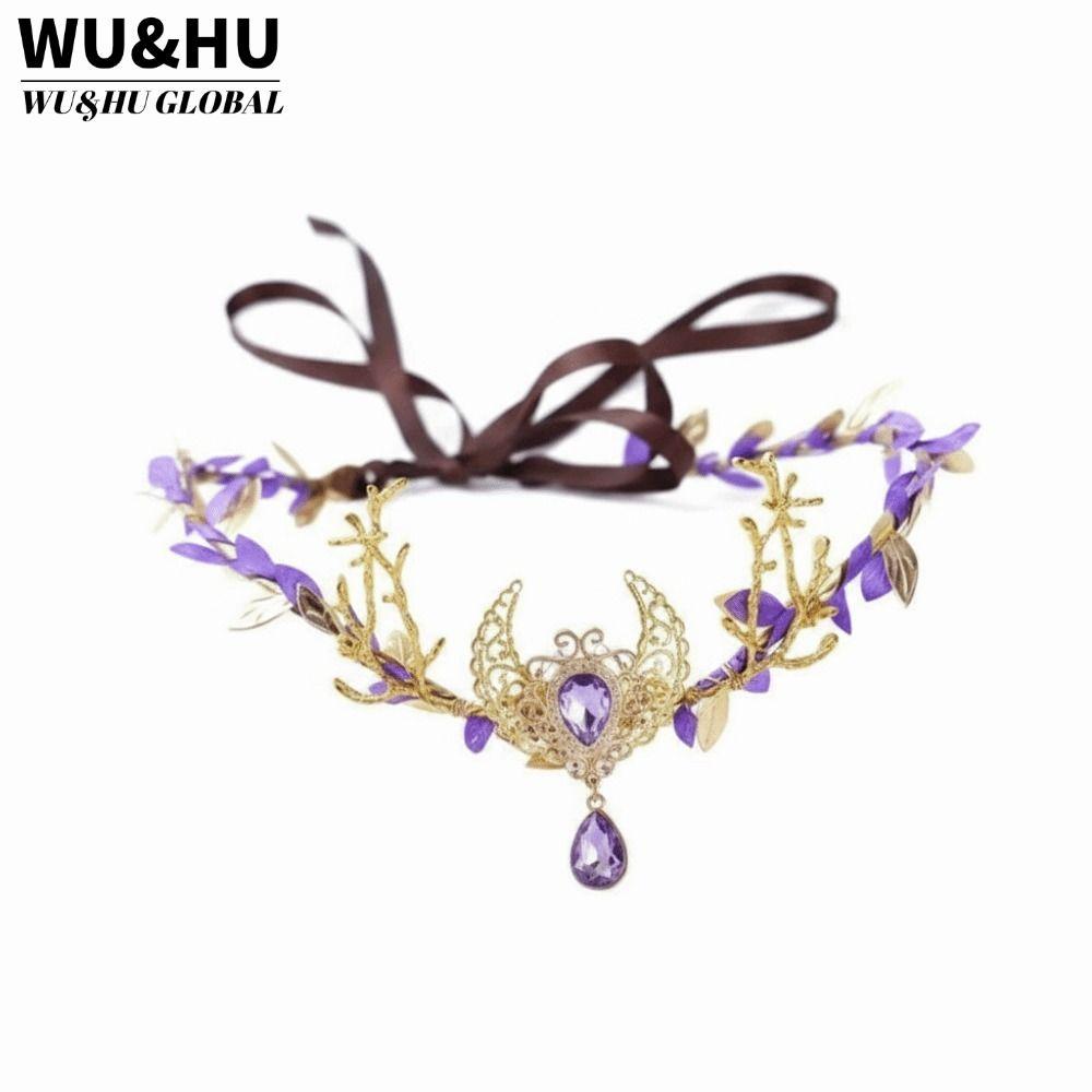 WU & HU Fairy Tiara, Crystal Crescent Moon Twig Branch Design Elven Crown, Trang sức tóc giả Mô phỏn