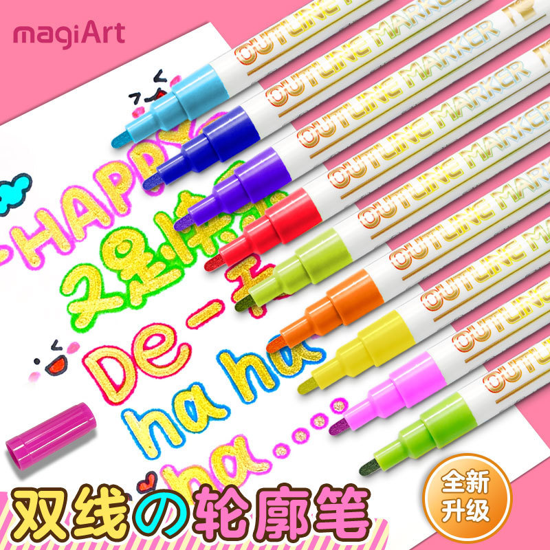 Gold-edged highlighter pen3z8Double-line colored pen gold Dream Pen silver diy Explosive Diary Set A