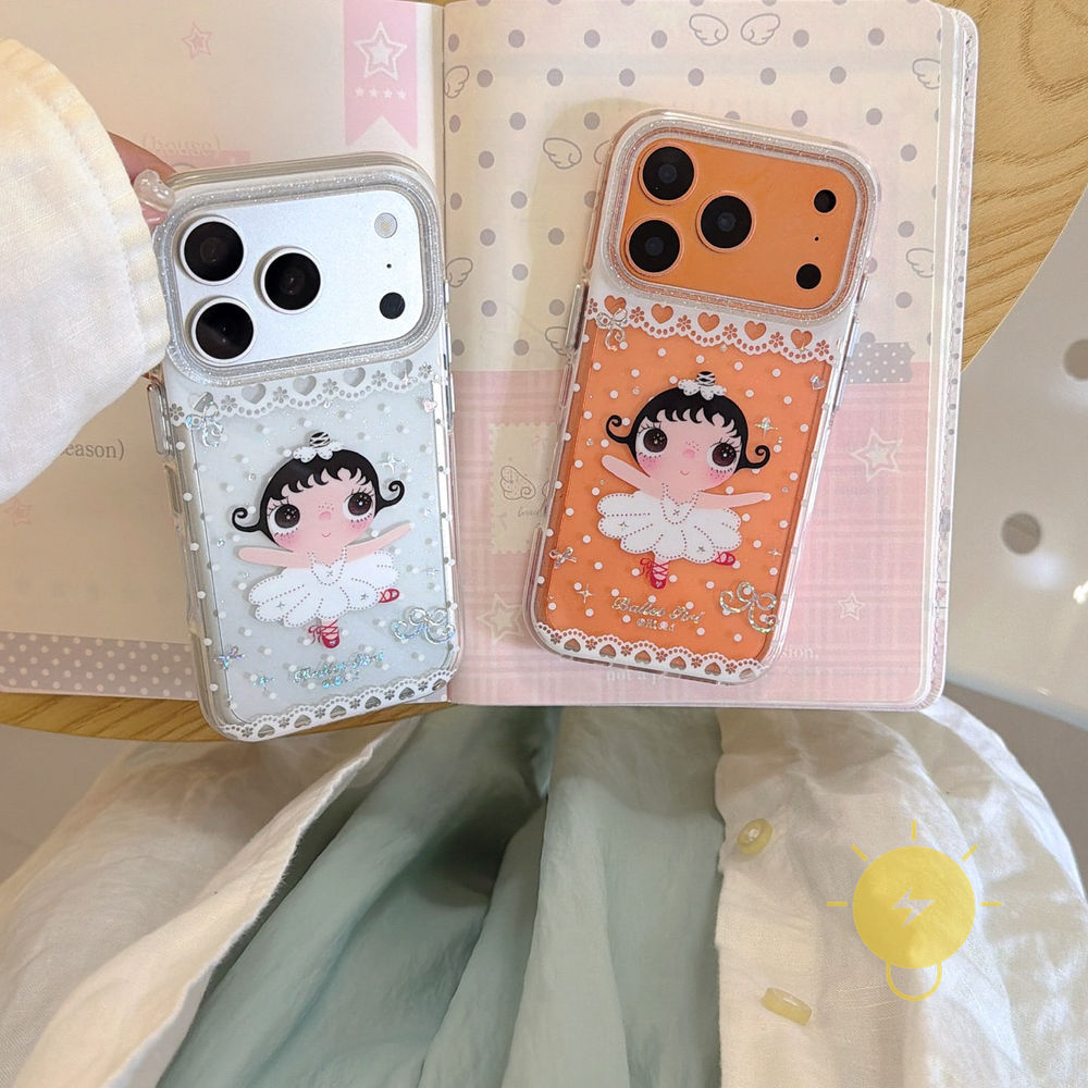 Phone Case For iPhone 17 Pro Max 16 15 14 13 TPU Transparent Ballet Air Bag Air Bag Gilding Aestheti