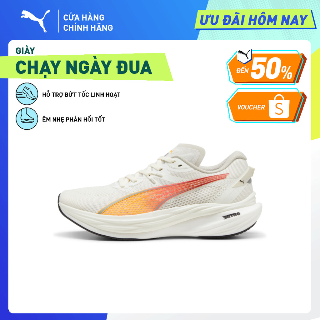 Giày Chạy Bộ PUMA Nam Deviate NITRO 3 Vapor Gray-Sun Stream-Sunset Glow Màu Xám
