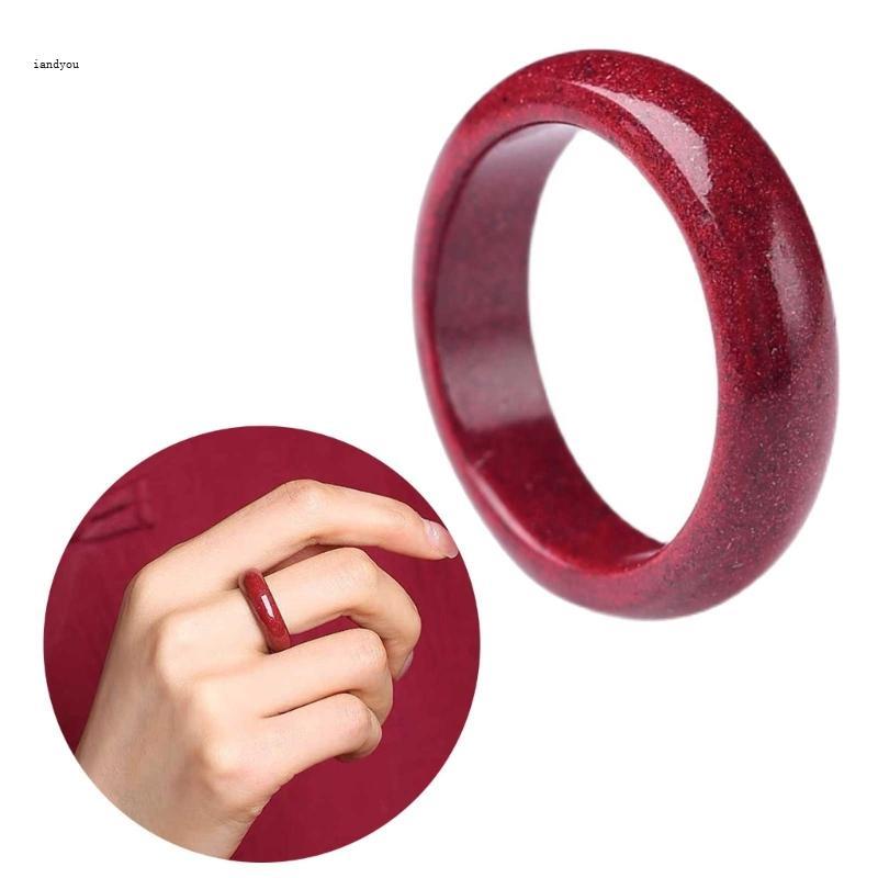 Iny Tự Nhiên Nguyên Khoáng Cinnabar Nhẫn Nữ Mịn Đỏ Đồng Bằng Nhẫn Nam Trang Sức