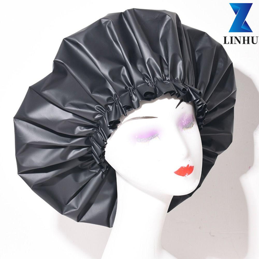 LINHU Mũ tắm LINHU, Mũ SPA EVA cỡ lớn, Bonnet Co Giãn Màu Trơn Nữ