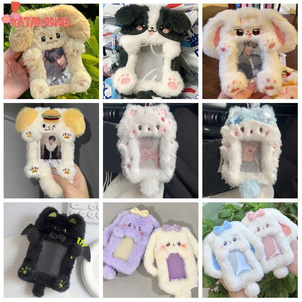 KATAKANV6 Photocard, Thỏ / Chó / Mèo Hộp Đựng Thẻ Ảnh Sang Trọng, Hoạt Hình Đa Năng Tai Lớn Thỏ / Bo