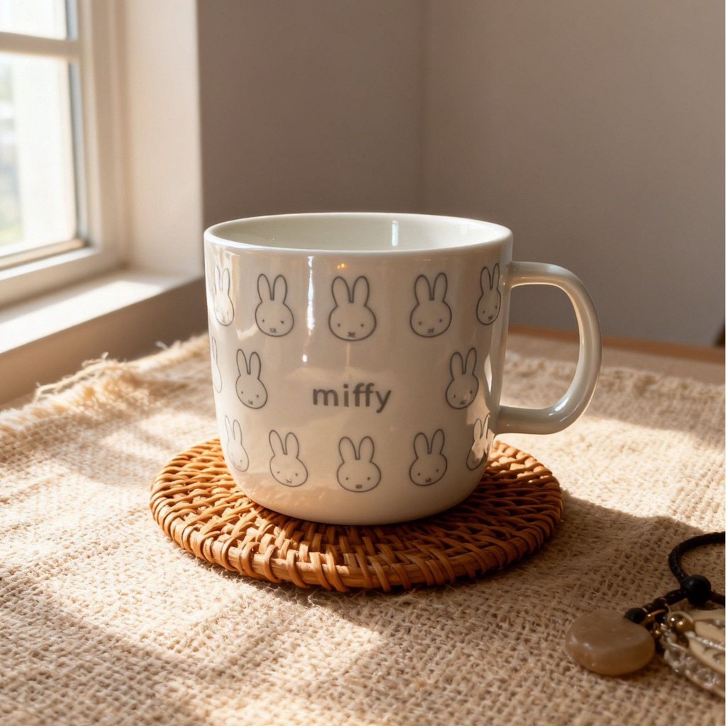 Miffy Miffy Miffy Thỏ Dung Tích Lớn Cốc Văn Phòng Cà Phê Xanh Siêu Dễ Thương Thỏ Gốm Ăn Sáng Cốc