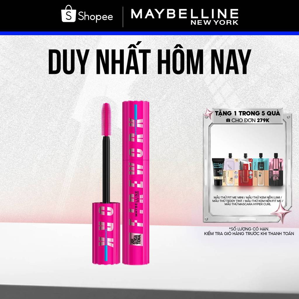 [Mới] Mascara Firework Chuốt Mi Cong Dài và Tỏa Mi 360 Độ Lash Sensational Maybelline New York Waterproof 8.75ml