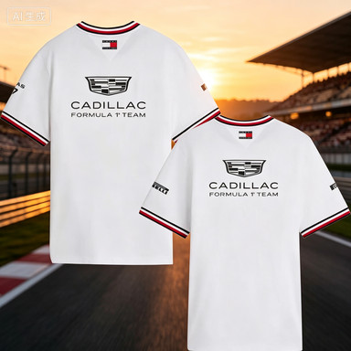 Retro Ringer Cổ Formula 1 Cadillac Racing Tee Nam Nữ Dạo Phố Áo Thun