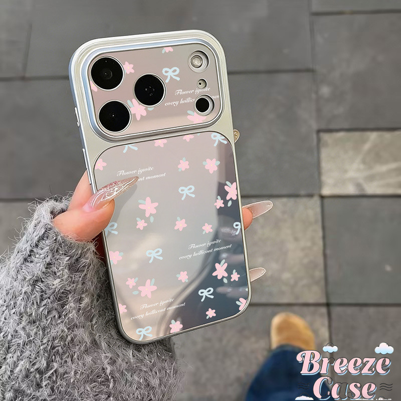 Ốp Lưng Cho IPhone 18 17 16 11 15 13 12 14 Pro Max 7 16 15 8 Plus XR XS MAX Ốp gương in hình nơ hoa nhỏ xinh xắn.