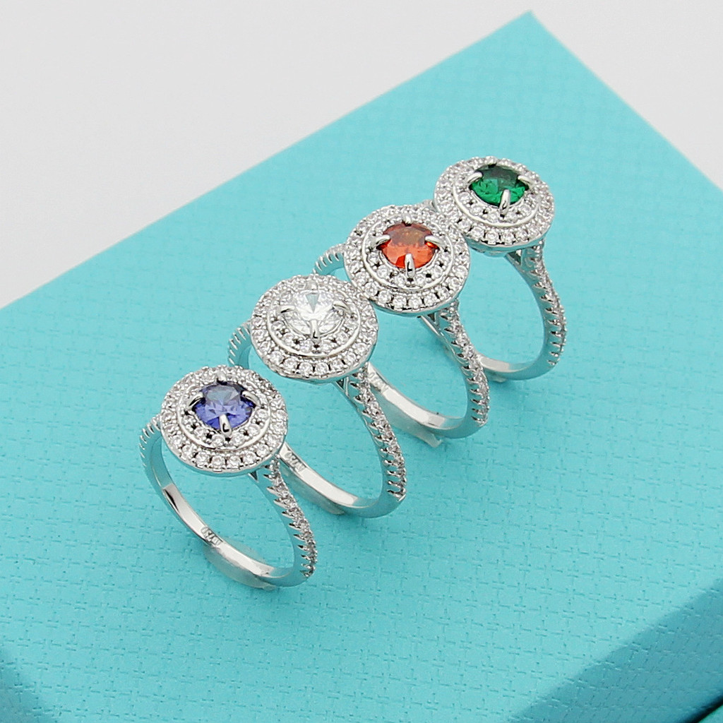HKB9 Single t Customized colored diamond letter rings, red, green, and blue diamond wedding rings, f