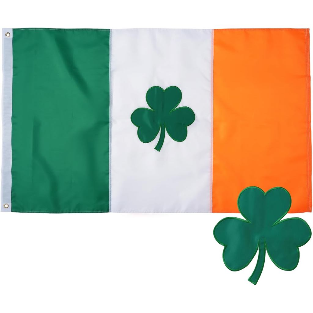 Cờ Shamrock Ireland 3X5 Ft Cờ Ireland thêu ngoài trời Cờ cỏ ba lá Ireland hạng nặng cho Ngày Thánh P