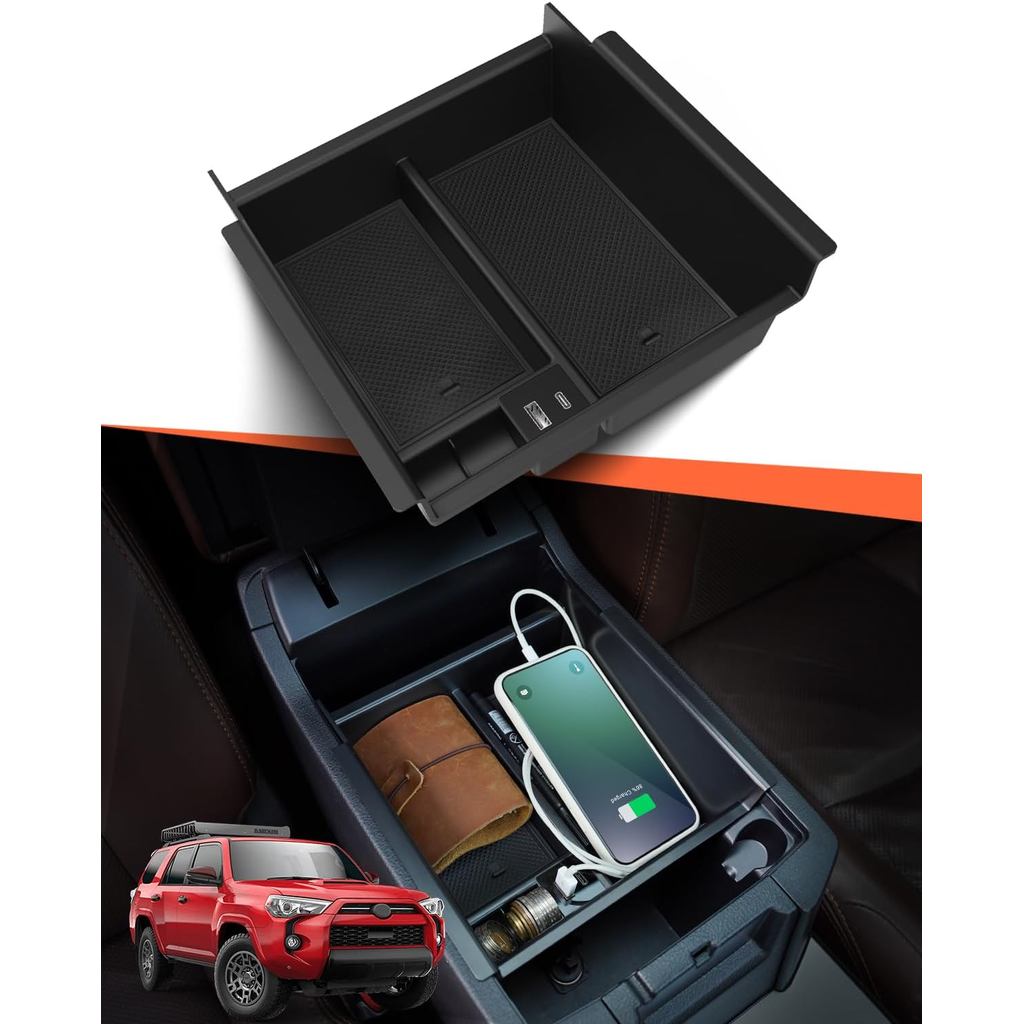 Nâng cấp cho Khay sắp xếp bảng điều khiển trung tâm Toyota 4Runner có cổng USB 2010-2023 2024, Hộp đ