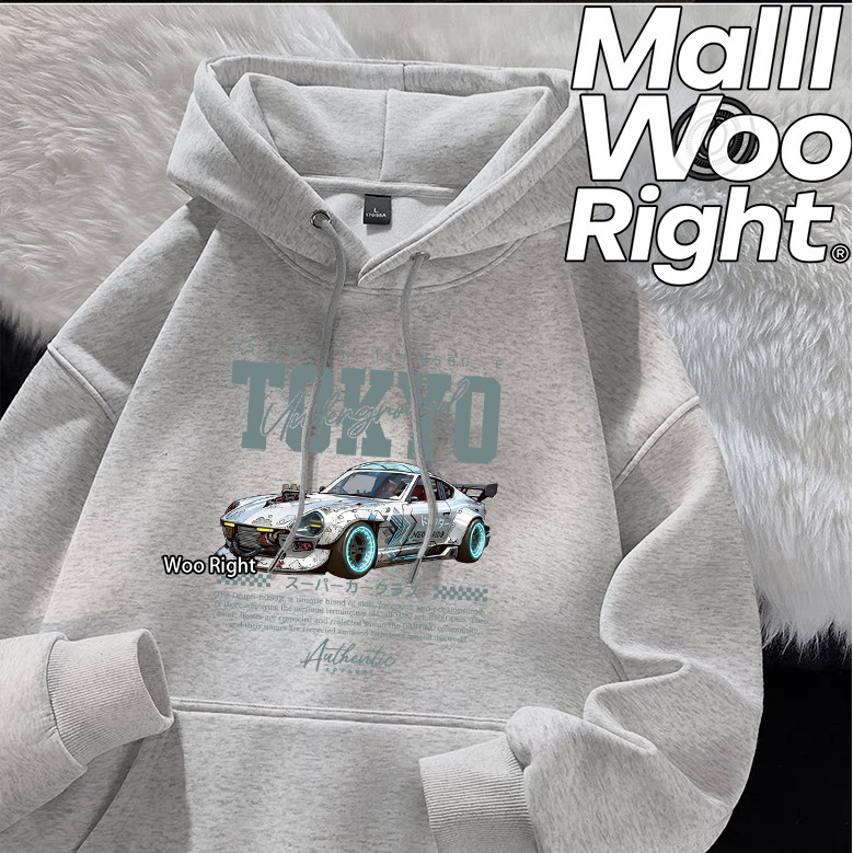 COD Giao hàng 24 giờ Woo Right Retro Cyber Punk Áo Hoodie Wright Ngực trái Racing Street Tokyo Nam