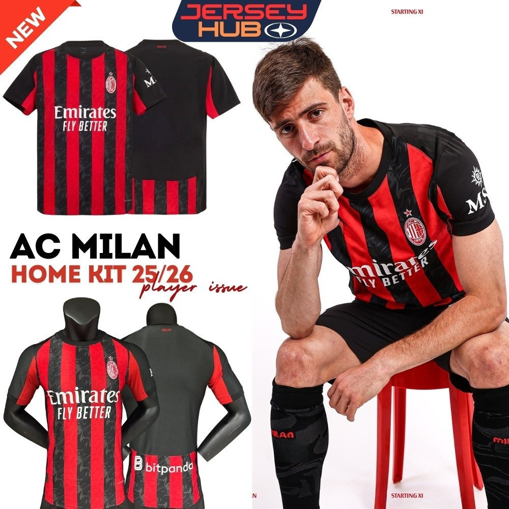 Ac Milan Jersey 2025-26 Cầu thủ phát hành chính thức sân khách sân nhà UCL Seria A Jersey Ac Milan K