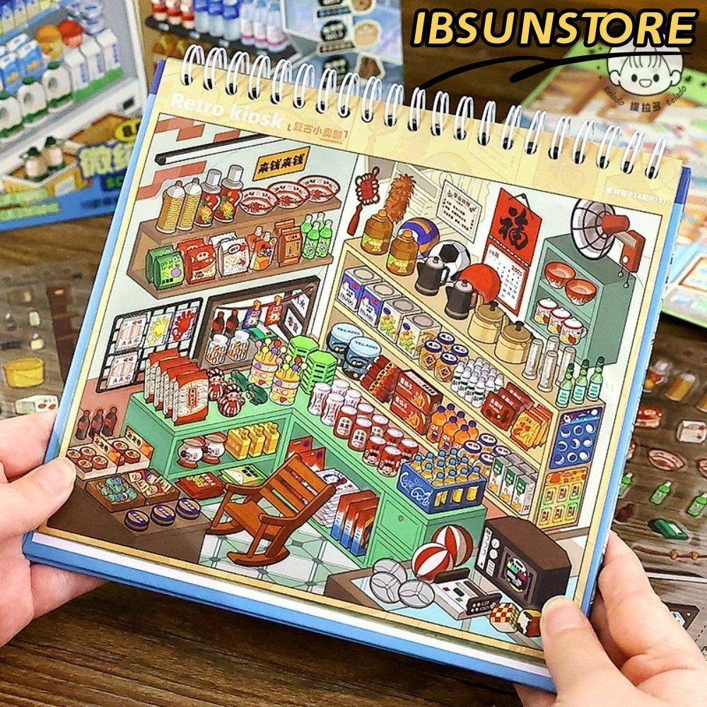 Nhãn dán phong cảnh IBSUNSTORE, Nhãn dán cảnh cửa hàng dễ thương cỡ lớn, PET 10 cảnh 33 tờ Nhãn dán 