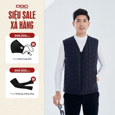 Áo gile nam cao cấp siêu nhẹ cổ chéo chần bông máy lập trình DGCs - WAJKBA09M