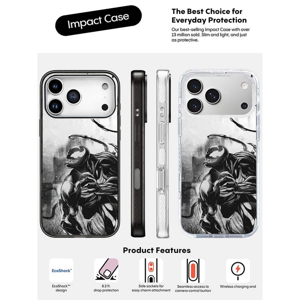 Ốp Lưng Venom VS Cạnh Đen Trong Suốt Cứng Hút Từ Tính Tác Động Dành Cho Apple IPhone 14 15 16 17 Pro