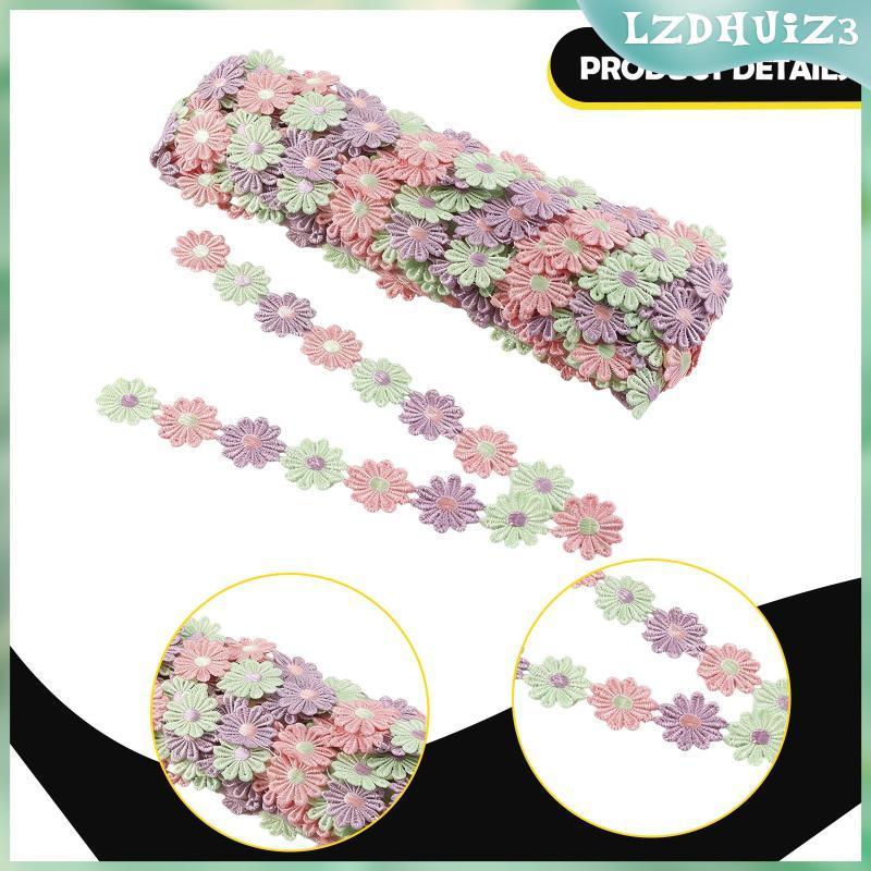 4x Daisies Hoa Ren Viền Thêu Cho May 1.5 Yard Chiều Rộng 2.5cm DIY Hoa Đính Phụ Kiện Cho Mũ Trang Tr