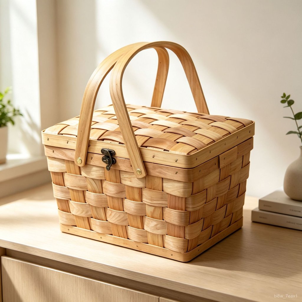 Giỏ mây có nắp dùng đi picnic cắm trại đựng quà tặng thủ công sang trọng bền đẹp bán chạy giao nhanh