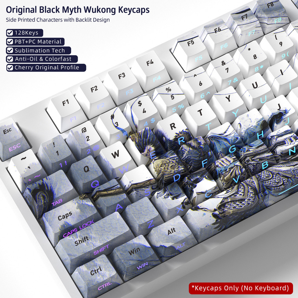 Huyền thoại đen Ngộ Không Chủ đề Keycaps Cherry Profile PBT Dye ‐ Sub Quà tặng cho game thủ Trang tr