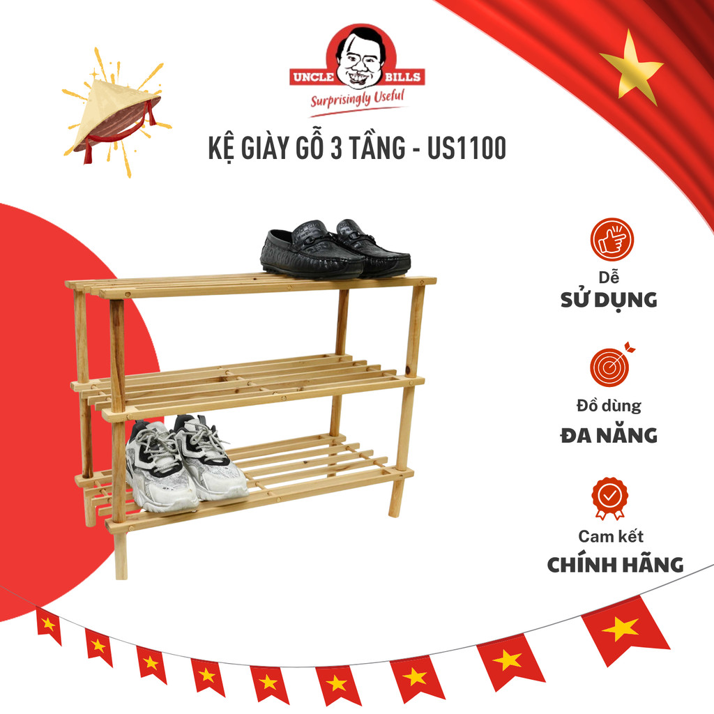 KỆ GIÀY GỖ 3 TẦNG UNCLE BILLS - US1100
