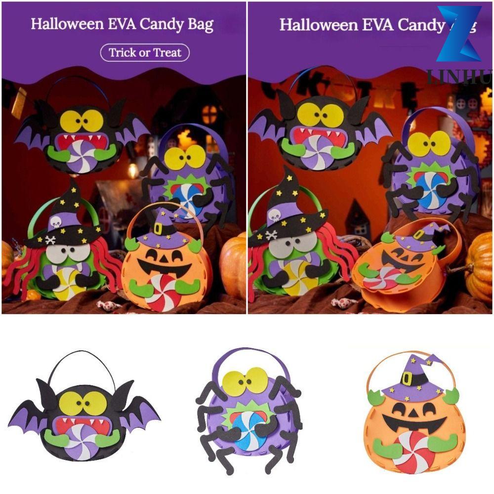 LINHU DIY Trick or Treat Bag, Vải không dệt Ghost Bat DIY Halloween Candy Bag, Túi Halloween EVA Owl