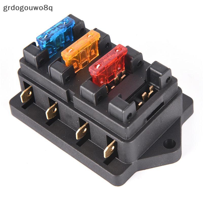 Grdogou Car 4 Way Circuit Standard ATO Blade Fuse Box Block Holder 12V / 24V + Cầu chì 4 chiều [COD]
